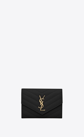 SAINT LAURENT Monogram Matelassé Woman passport case in black a_V4